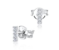 Straight Line with CZ Silver Stud Earring STS-2042